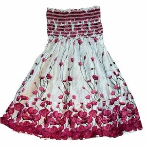 Deadstock Raviya surf smocked strapless floral coverup dress